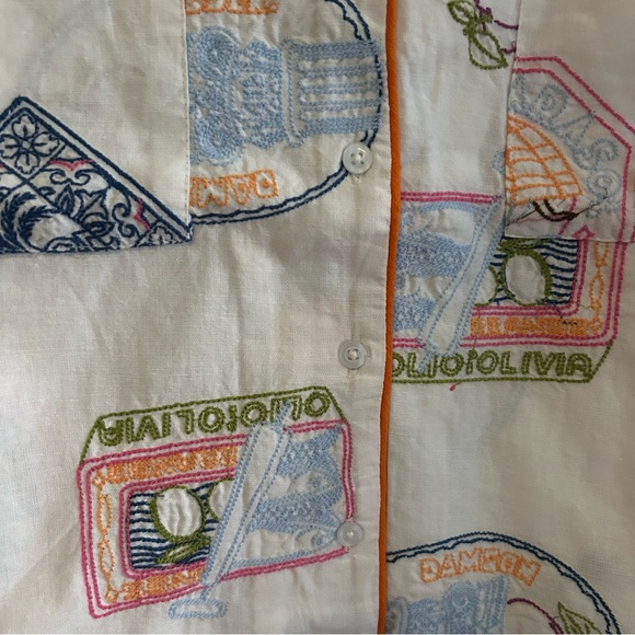 Damson Madder Chlo Linen Blend Short Sleeve Button Down Shirt 8 Anthropologie - Picture 5 of 15